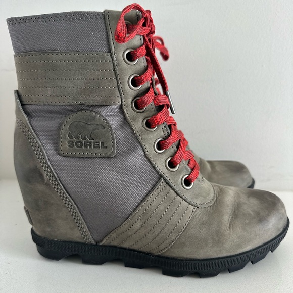 Sorel Shoes - Sorel Lexie Boots Women's Size 8  Wedge Ankle Lace Up Boots Gray